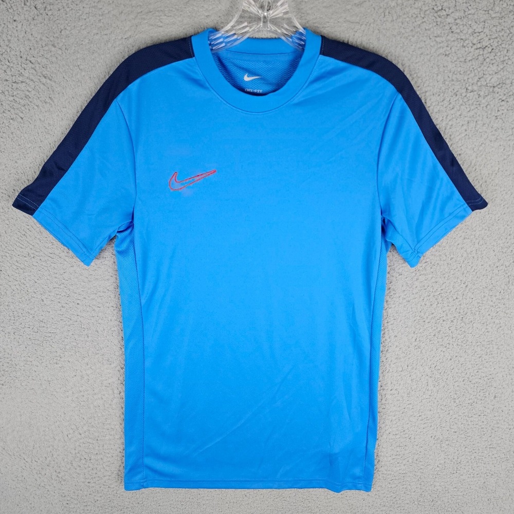 Nike Academy T-Shirt Mens S Blue Soccer Dri-Fit Short Sleeve Slim Fit DV9750-435